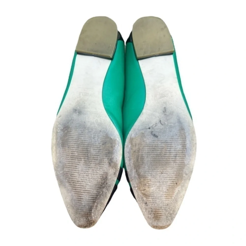 Talbots Remy Cap Toe Flats embellished with a bamboo bit in green and black - Picture 7 of 9